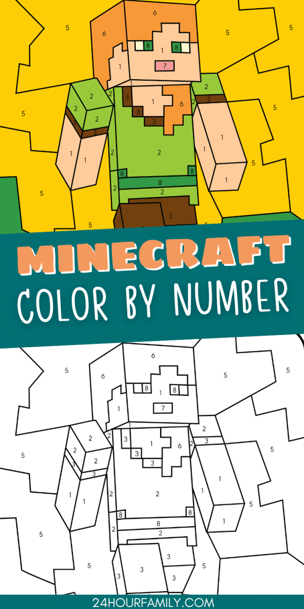 Minecraft color by number minecraft alex coloring pages minecraft alex color by number
