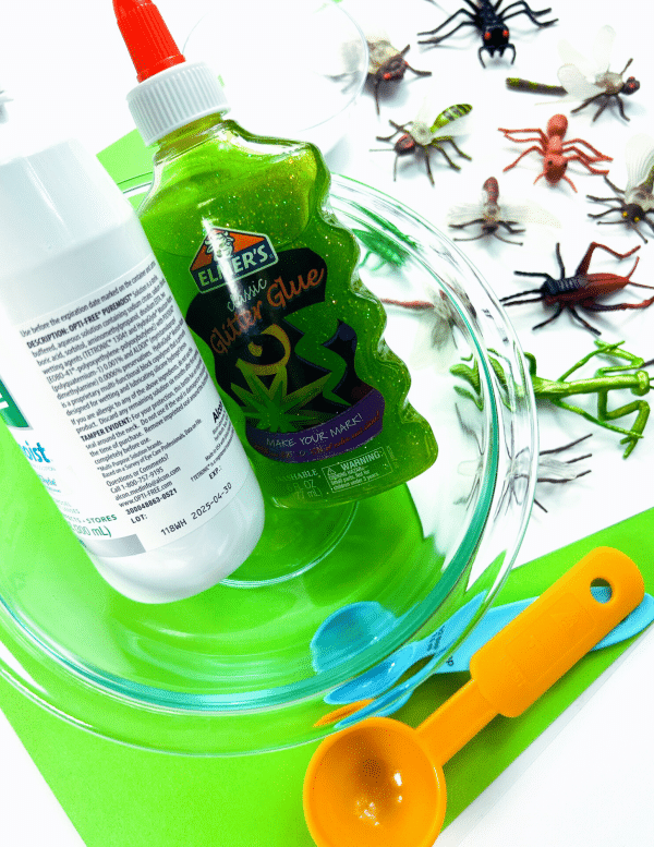 Homemade DIY Insect Slime Recipe, slime recipe, insect slime recipe, insect activity for kids