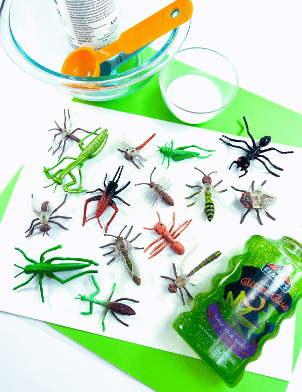 Homemade DIY Insect Slime Recipe, slime recipe, insect slime recipe, insect activity for kids