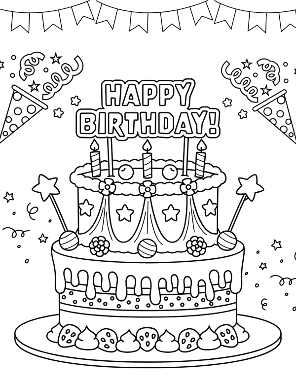 Happy Birthday Coloring Pages, happy birthday cards, birthday coloring activities, birthday presents