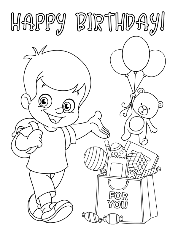 Happy Birthday Coloring Pages, happy birthday cards, birthday coloring activities, birthday presents