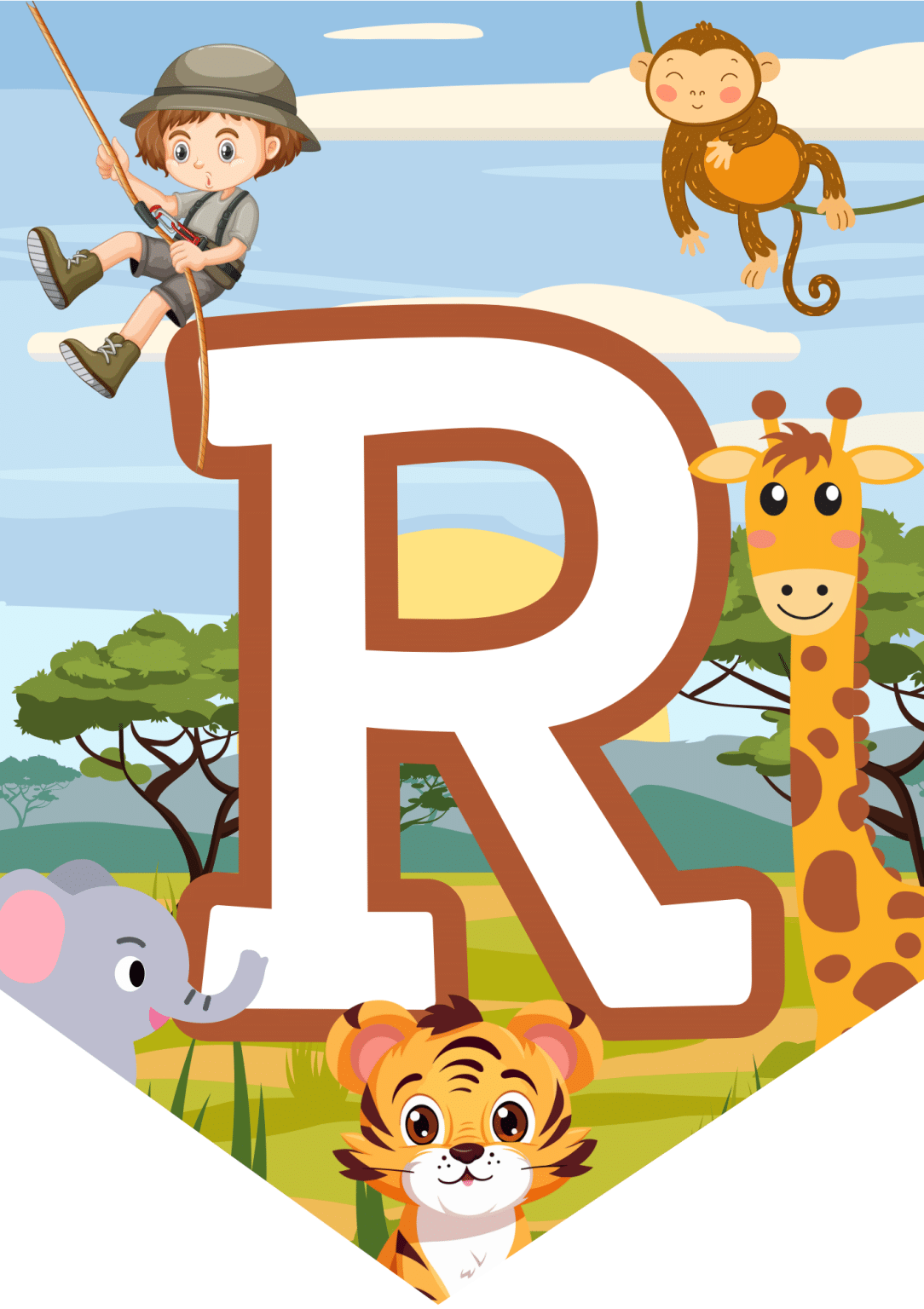Printable Happy Birthday Safari Banner (Free Printable) - 24hourfamily.com