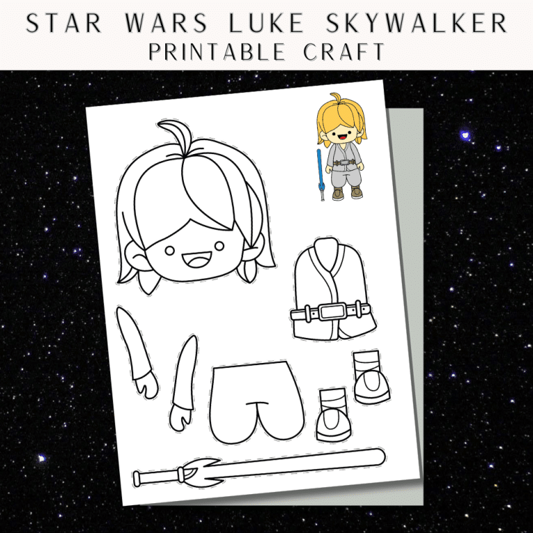 Star wars luke skywalker printable craft for kids cut out star wars craft free template