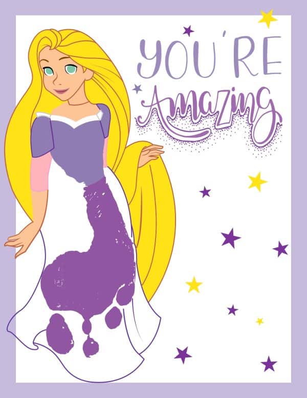 princess rapunzel foot print art