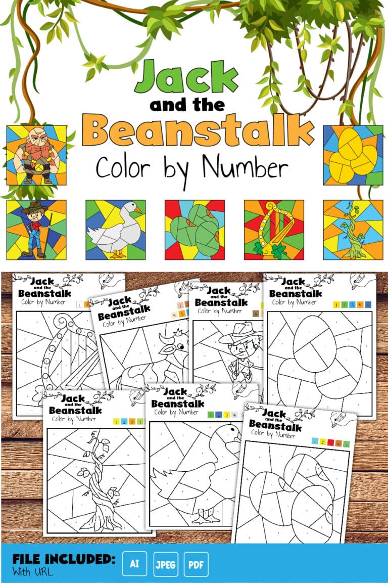 jack and the beanstalk coloring pages jack and the beanstalk color by number