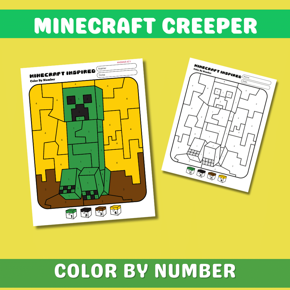 Minecraft Creeper Color by Number (Free Printable)