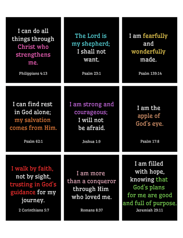 bible verses printable affirmations