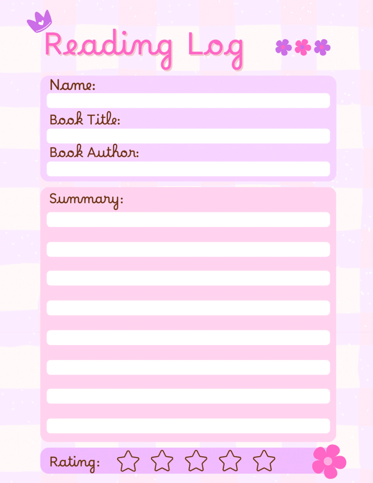 Reading Log With Summary for Adults (Free Printables)