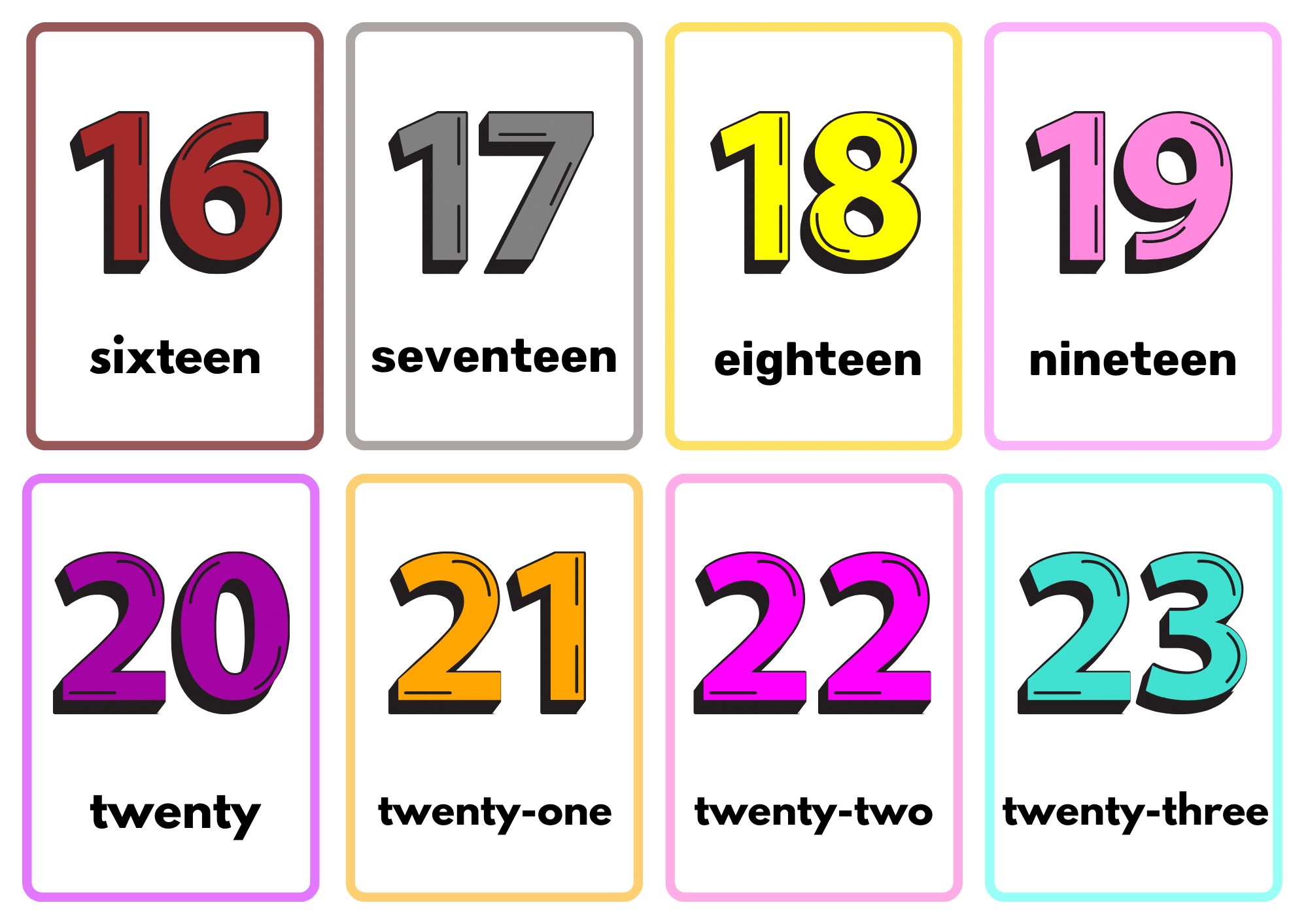 Learn Math 1 to 100 Number Flashcards (Free Printable)