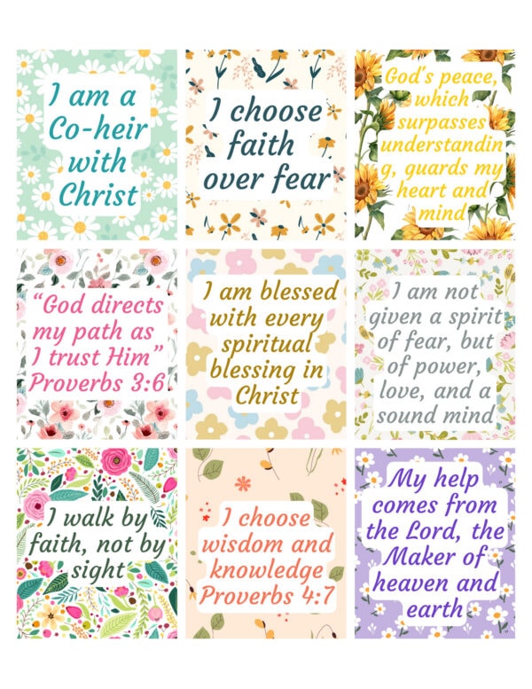 floral biblical affirmation cards free pdf download