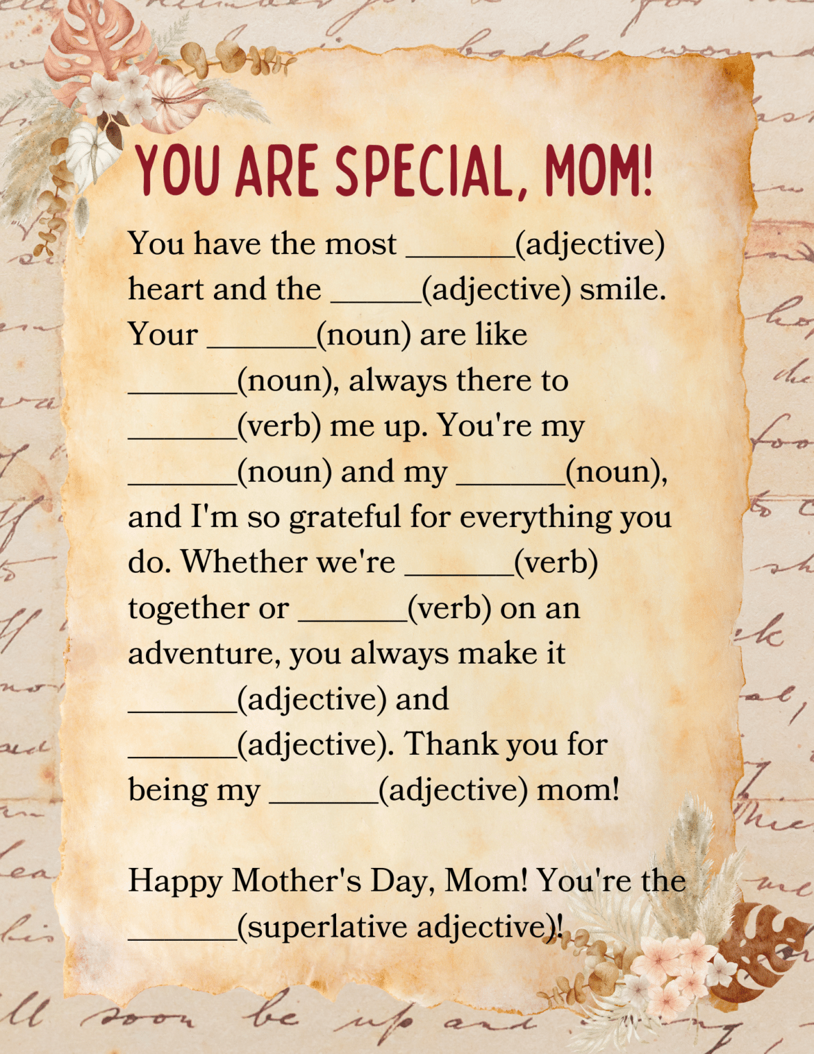 Celebrate Mother's Day with Mad Libs for Kids (Free Printable ...