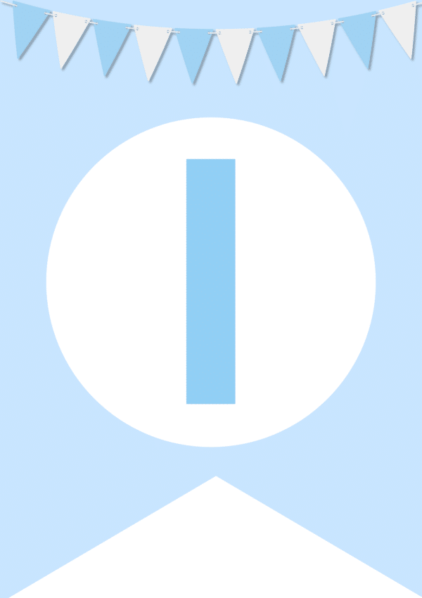 A blue banner with a large blue letter "I" in a white circle