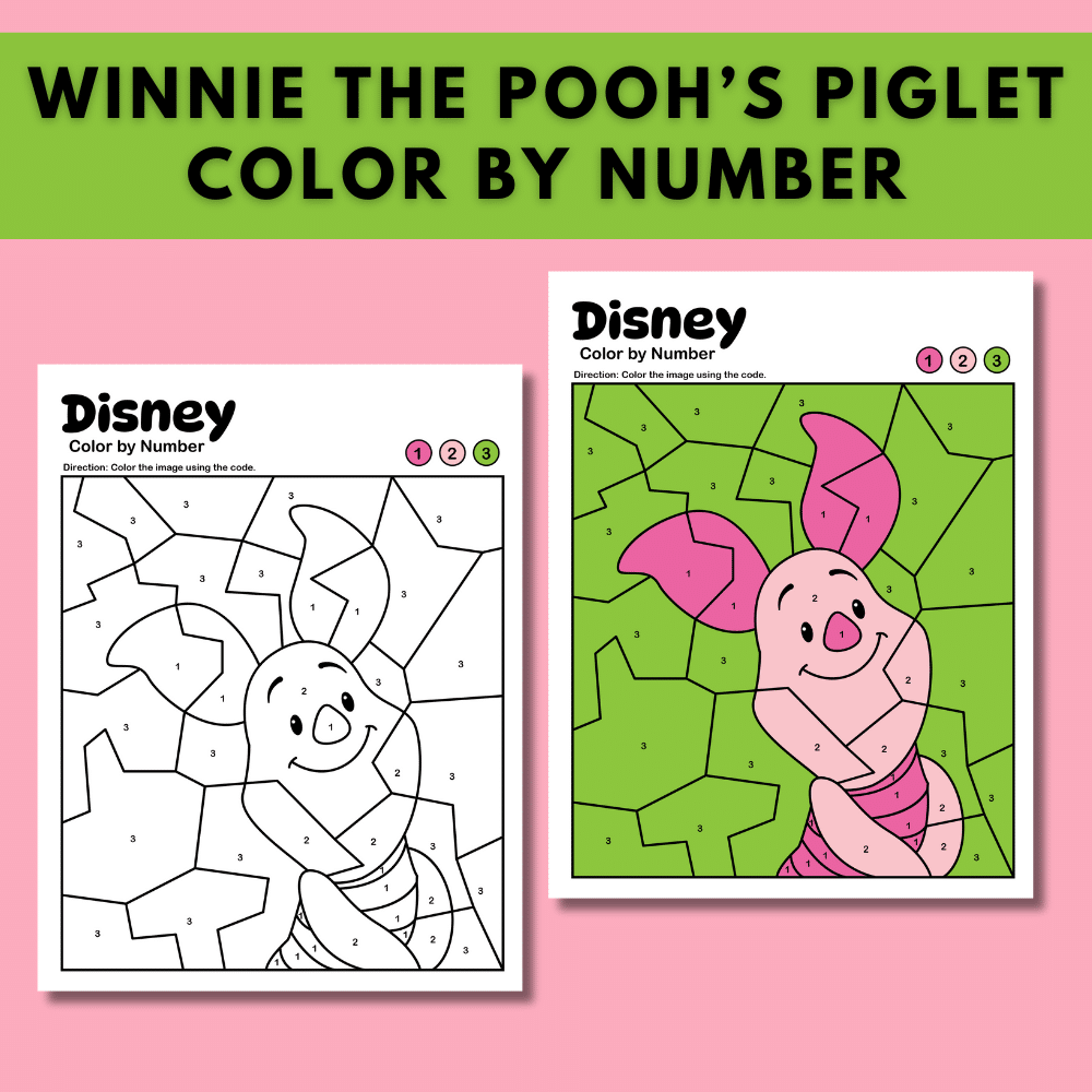 Winnie the Pooh’s “Piglet” Color by Number (Free Printable)