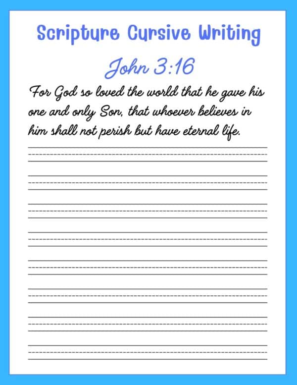 Bible Verse, Cursive Handwriting, John 3:16, Handwriting Skills, Scripture Verses, Letter Formation, Handwriting Worksheets, Memorization Activities, Cursive Letters