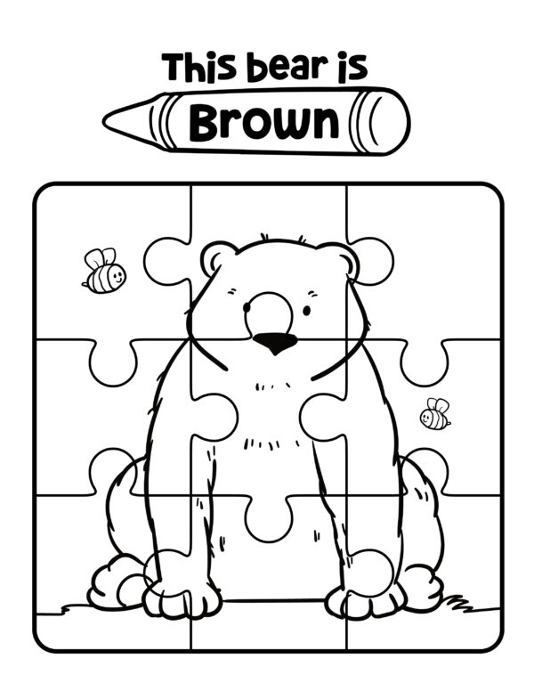 color puzzles worksheets for preschoolers free printables color the bear brown