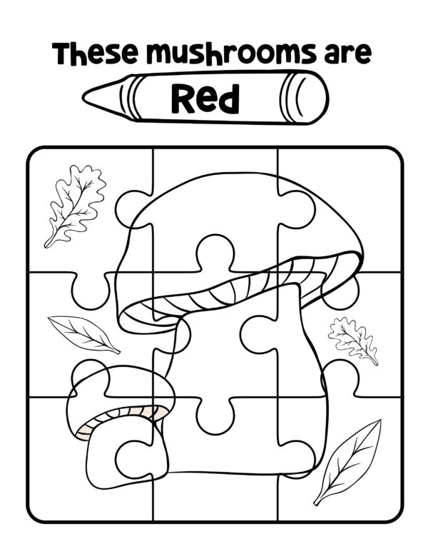 color puzzles worksheets for preschoolers free printables color the mushrom red