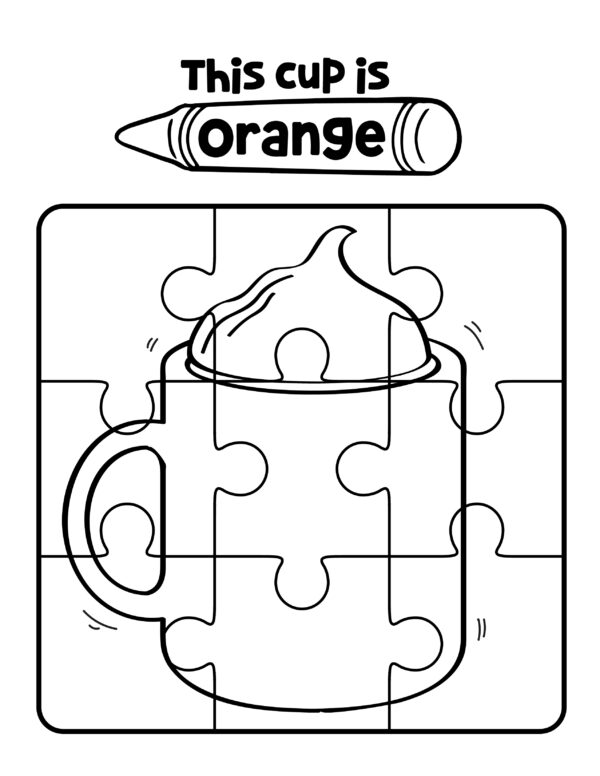 color puzzles worksheets for preschoolers free printables color the cup orange