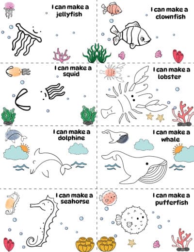 Ocean-Themed Fingerprint Art Printables (Free Template) - 24hourfamily.com