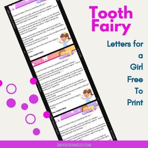 Tooth fairy Letters for a Girl to Print, Free Printable PDF