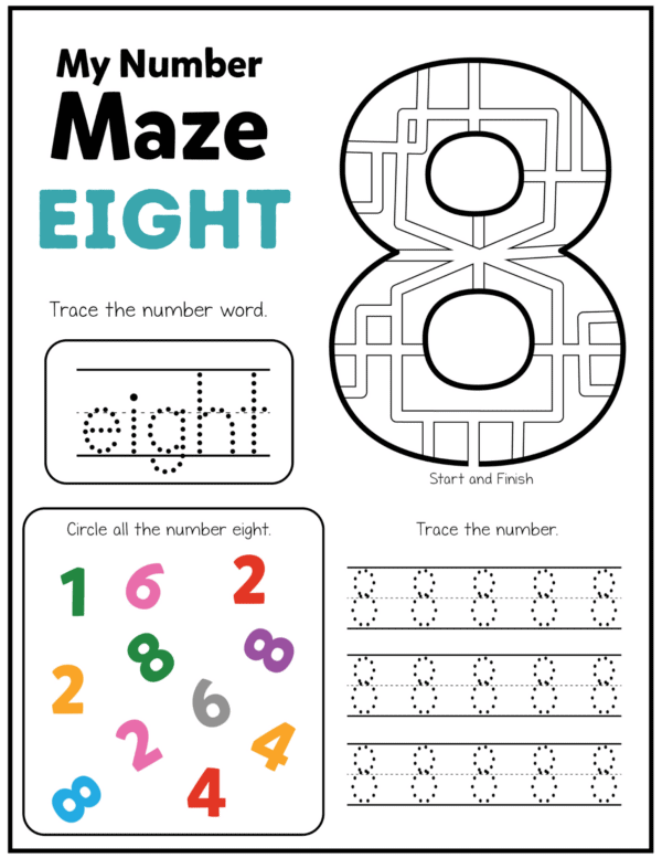 free number mazes worksheets for young learners