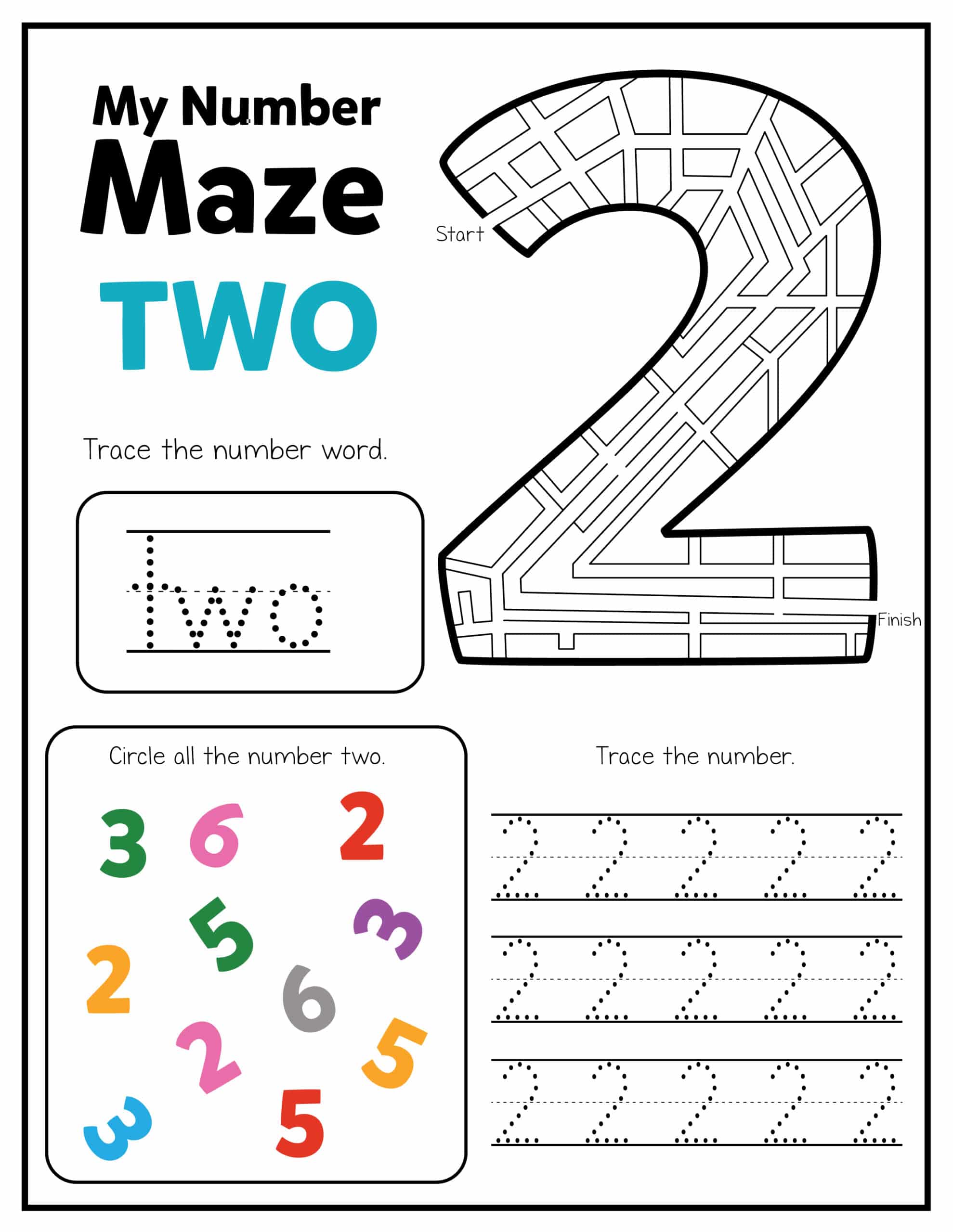 Learn the Numbers 0-10 With Free Number Mazes Worksheets
