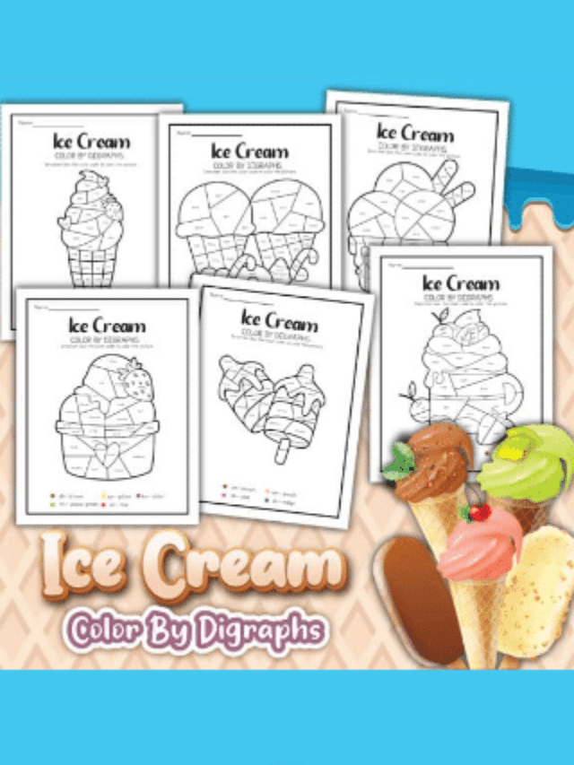 Ice Cream Color by Digraphs Printable, Fun Activity, Color By Code Activity, Consonants Activities, English Language, Color Code By Pages