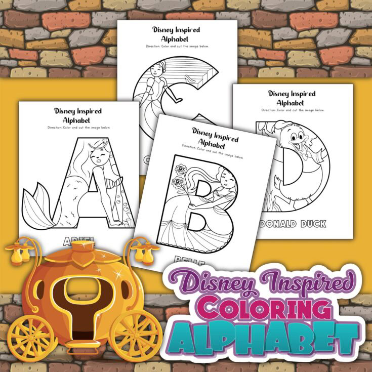 Disney Alphabet coloring pages letter a to z