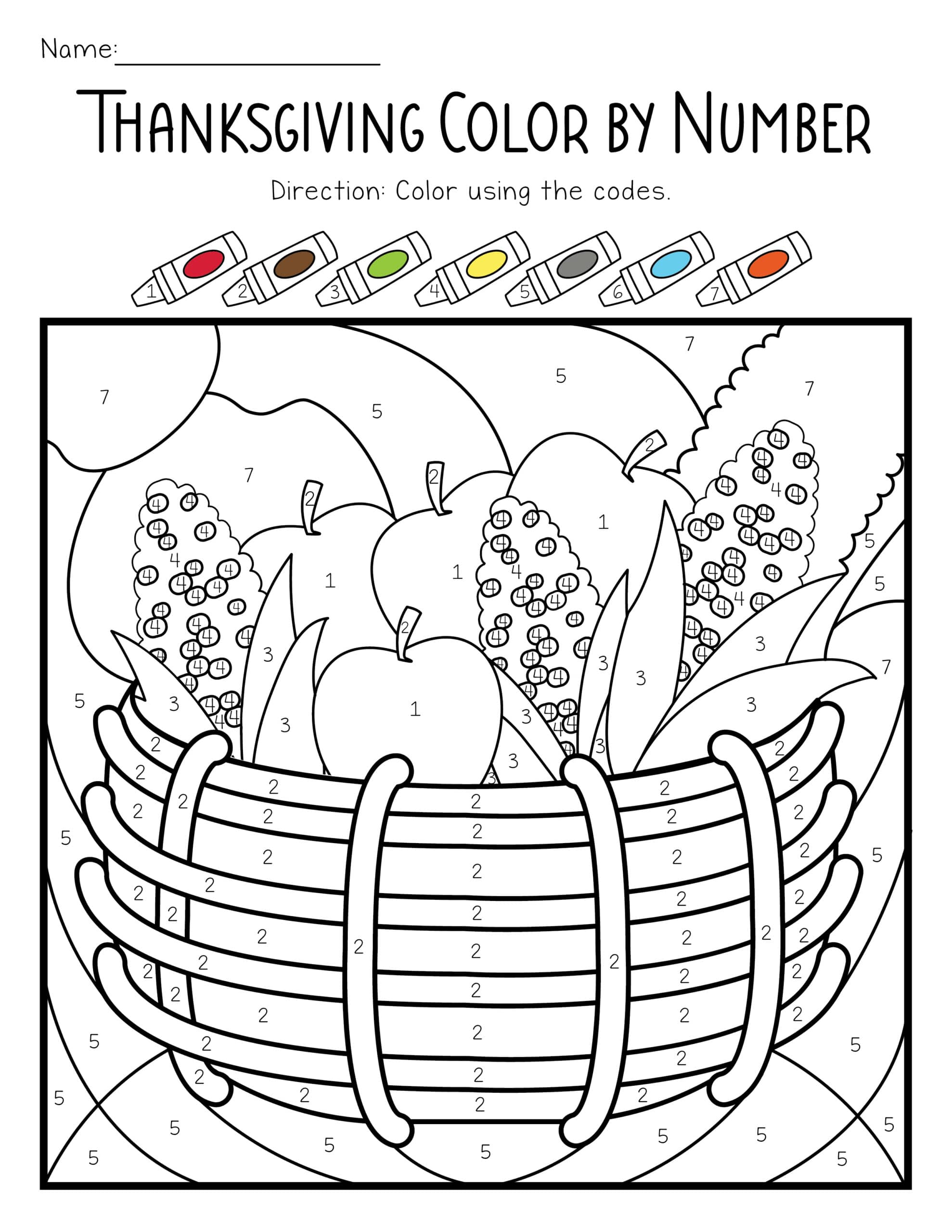 Thanksgiving Color by Number Coloring Pages (Free Printables)