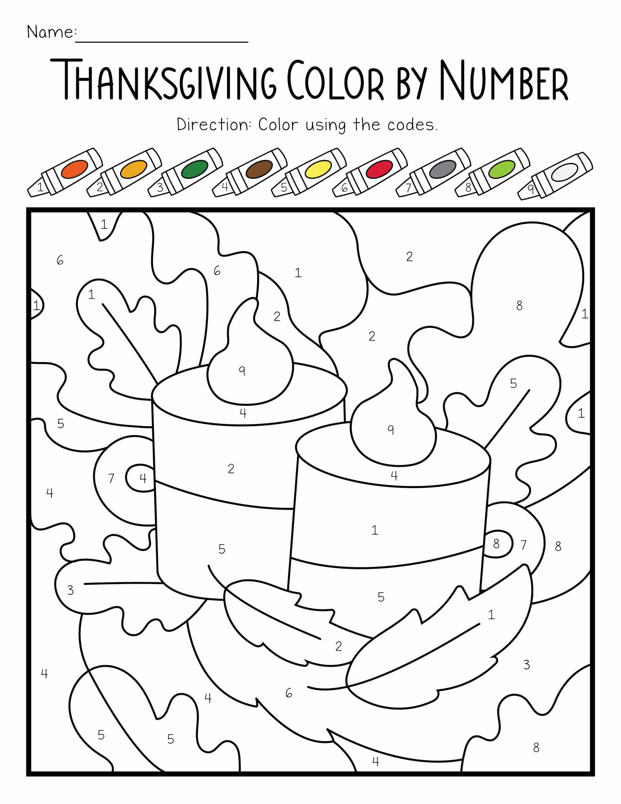 Thanksgiving Color by Number Coloring Pages (Free Printables)