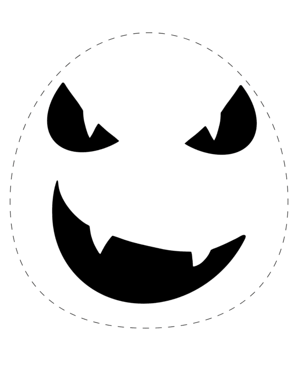 A black and white sinister face pumpkin stencil