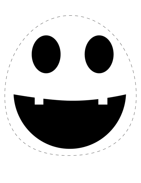 A black and white smiling pumpkin stencil