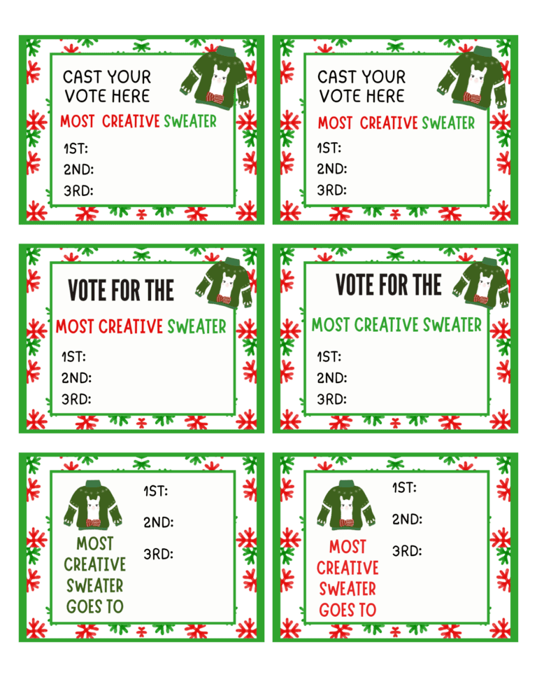Ugly Christmas Sweater Voting Ballots (Free to Print) - 24hourfamily.com