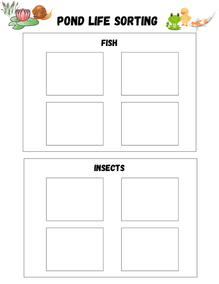 Pond Life Sorting Activity Mats (Free PDF Printables)