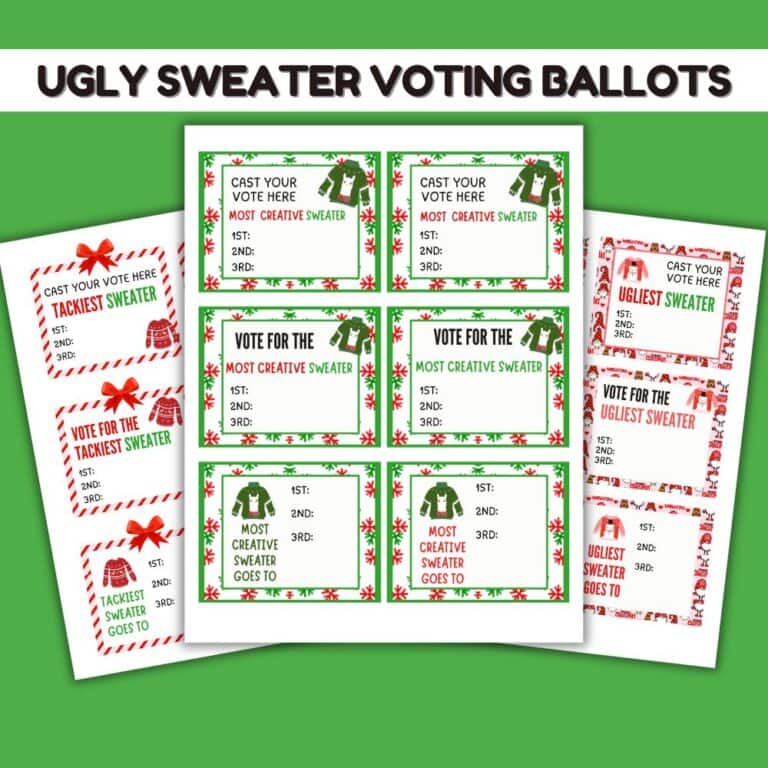 Ugly Christmas Sweater Voting Ballots (Free to Print)