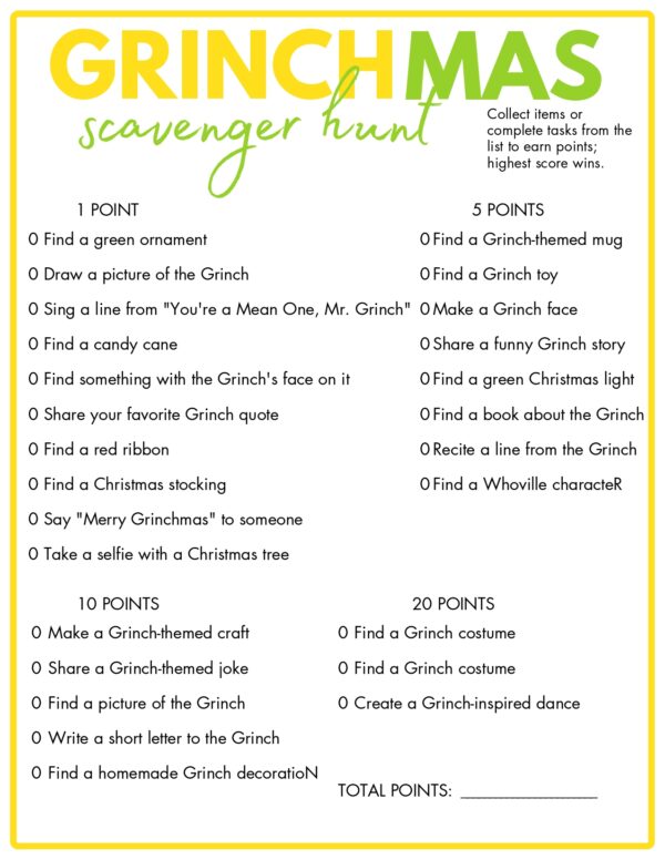 Download this Printable Grinchmas Scavenger Hunt! A fun, holiday-themed activity for kids and families to enjoy together