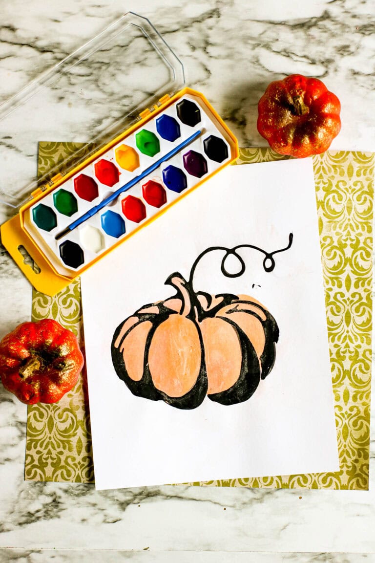 Black Line Glue Pumpkin salt painting technique