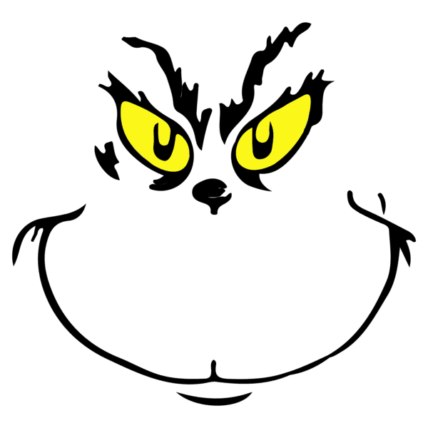 Mischievous yellow eyes glowing in the dark, evoking a Grinch-like character, perfect for mysterious Cricut designs.