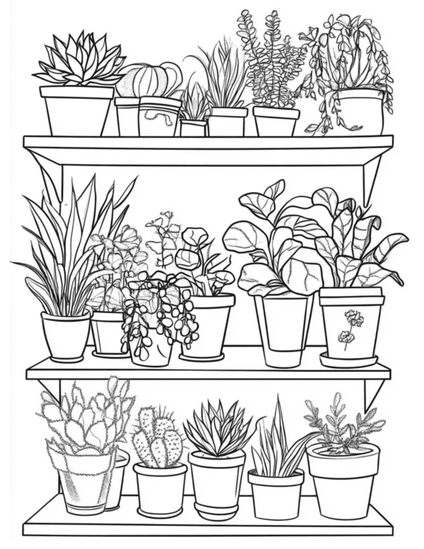Plants in a Pot Placed in a Divider: Several potted plants arranged on a wooden divider, adding a touch of greenery and natural beauty to the space, with vibrant leaves and a cozy atmosphere.