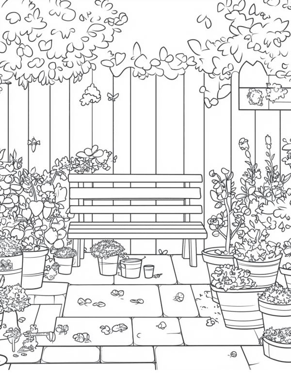 Botanical Aesthetic Coloring Page: A detailed botanical illustration with various plants, flowers, and leaves, perfect for those who love nature-inspired art.