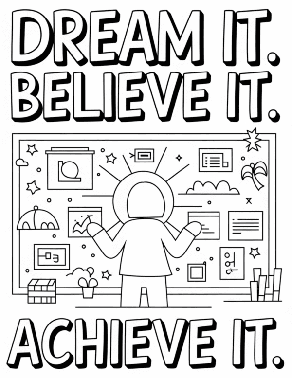 Vision Board Coloring Pages help turn your dreams into reality. A simple, colorful way to reflect on your aspirations and stay focused