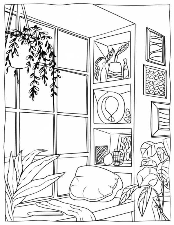 Bed by the Window: A cozy bed positioned near a large window, with soft natural light streaming in and offering a peaceful outdoor view, creating a serene and relaxing atmosphere.