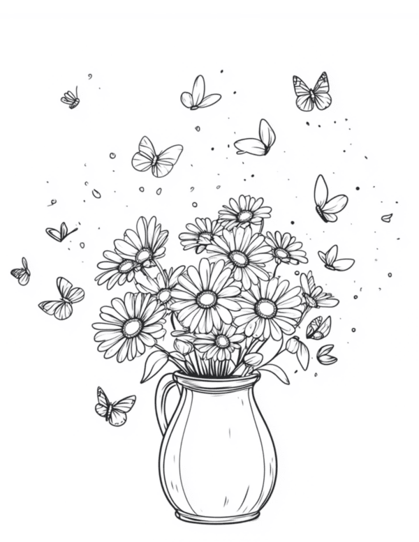 Whimsical Butterfly Aesthetic Coloring Page: A delicate butterfly design surrounded by swirling patterns, ideal for a calming and creative coloring session.