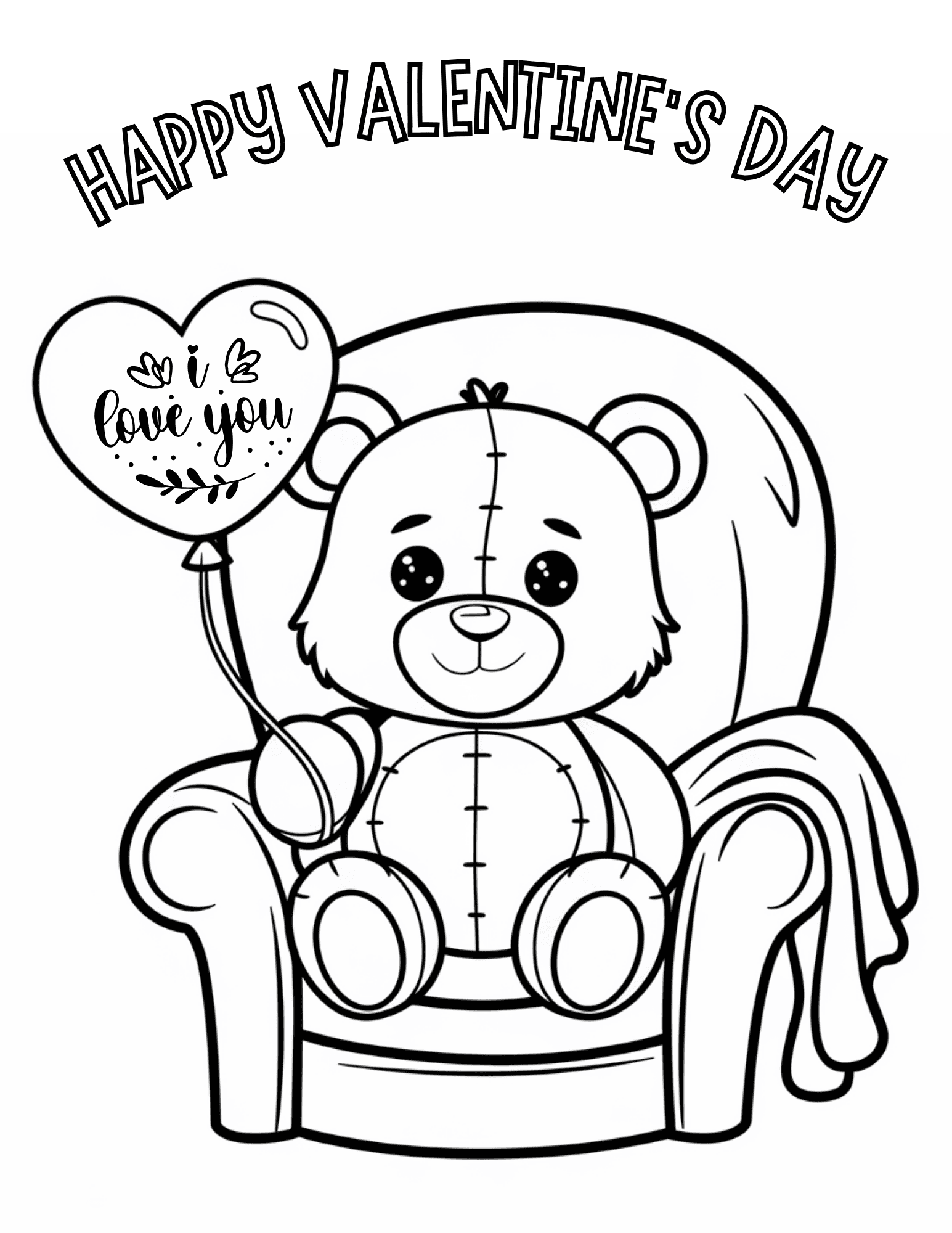 20 Free Teddy Bear Valentine's Coloring Pages