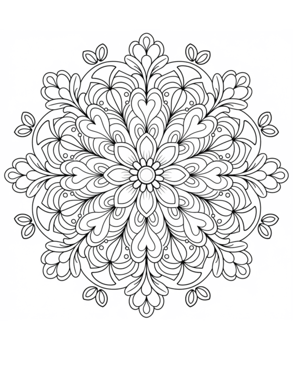 Abstract Floral Aesthetic Coloring Page: An elegant design of abstract flowers intertwined with flowing lines, creating a calming and artistic vibe.