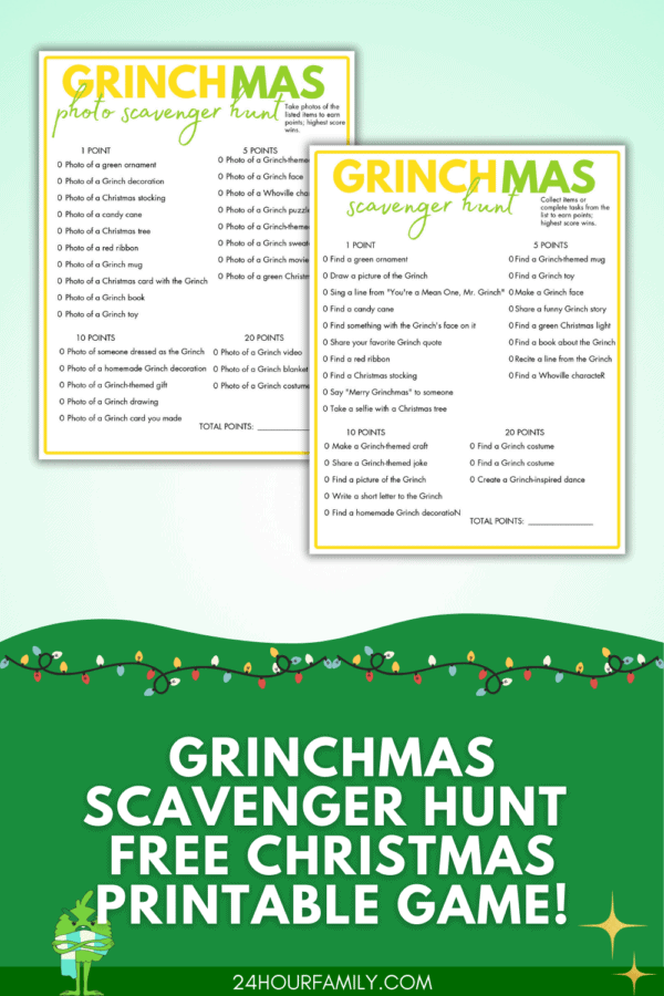 Download this Printable Grinchmas Scavenger Hunt! A fun, holiday-themed activity for kids and families to enjoy together