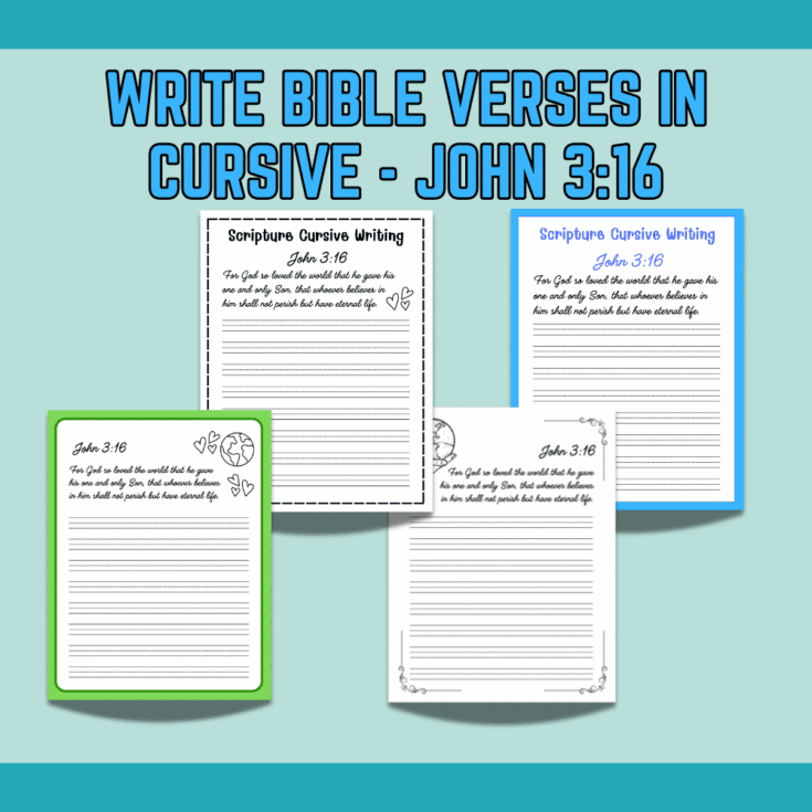 Image for Bible Verses in Cursive Worksheets - John 3:16 (Free Printable)