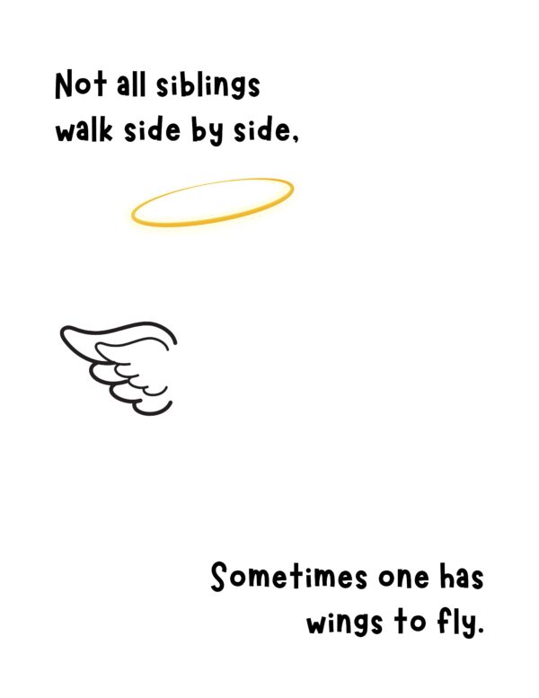 not all sdiblings walk side by side, sometimes one has wings to fly free printable for andgel baby presgnancy loss
