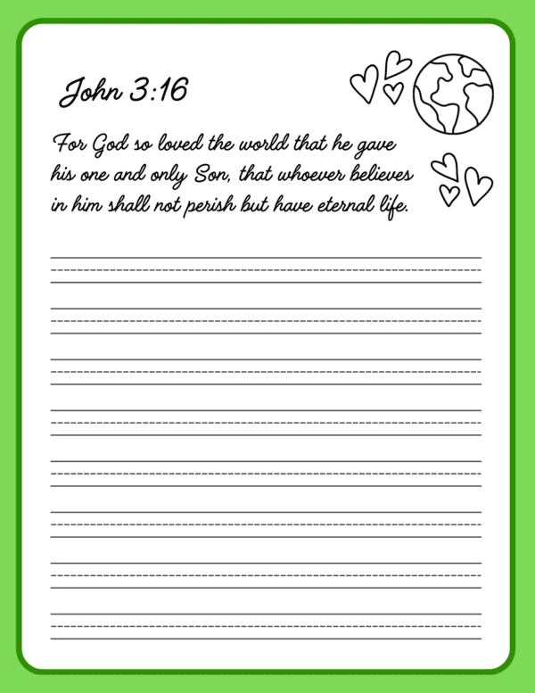 PRACTICE CURSIVE WRITING WORKSHEETS WRITE JOHN 3:16