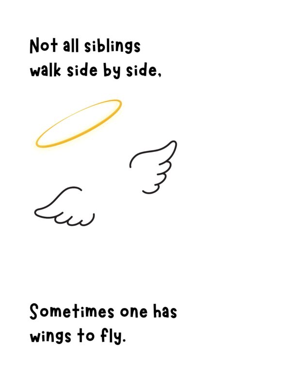 not all sdiblings walk side by side, sometimes one has wings to fly free printable for andgel baby presgnancy loss