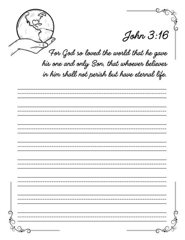PRACTICE CURSIVE WRITING WORKSHEETS WRITE JOHN 3:16